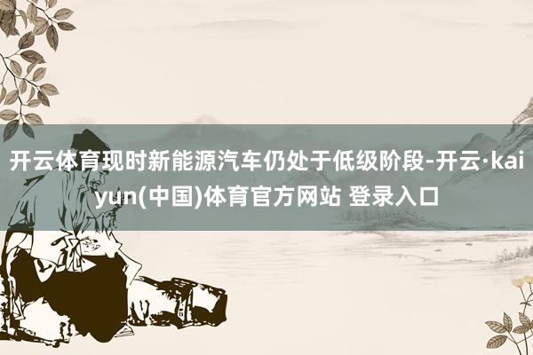开云体育现时新能源汽车仍处于低级阶段-开云·kaiyun(中国)体育官方网站 登录入口