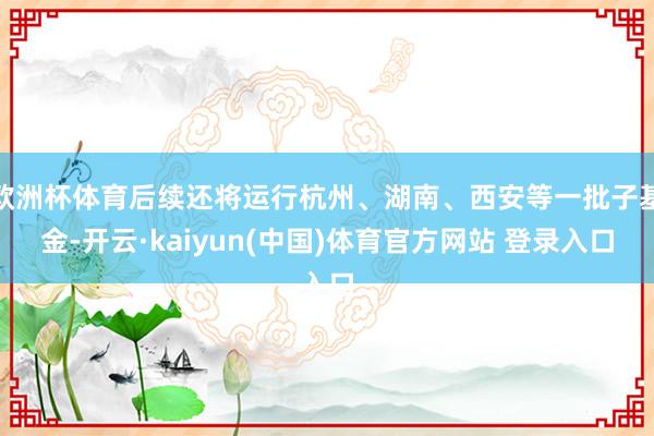 欧洲杯体育后续还将运行杭州、湖南、西安等一批子基金-开云·kaiyun(中国)体育官方网站 登录入口